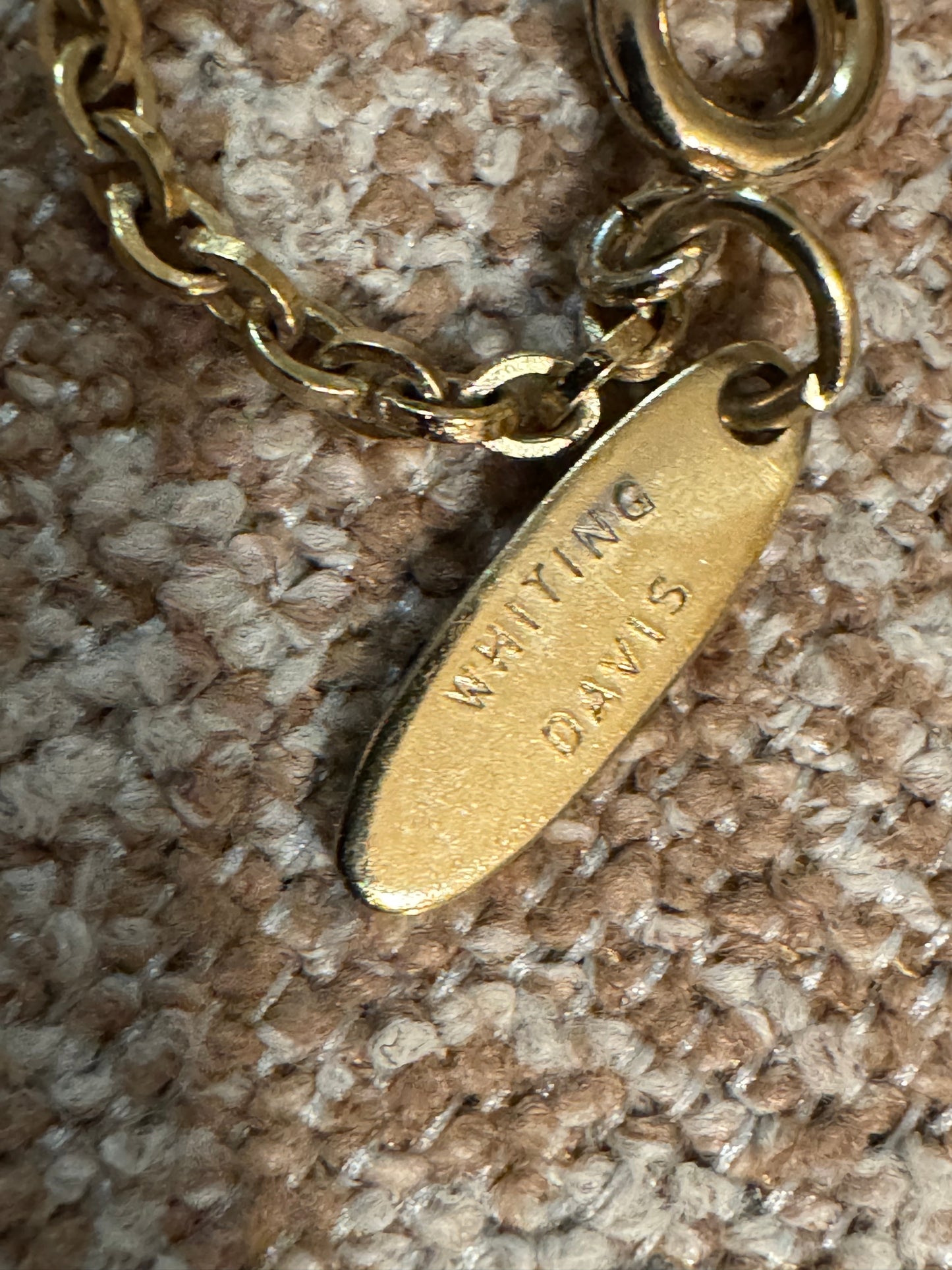 Signed Whiting and Davis Vintage Gold-Tone Locket Necklace with Tassel