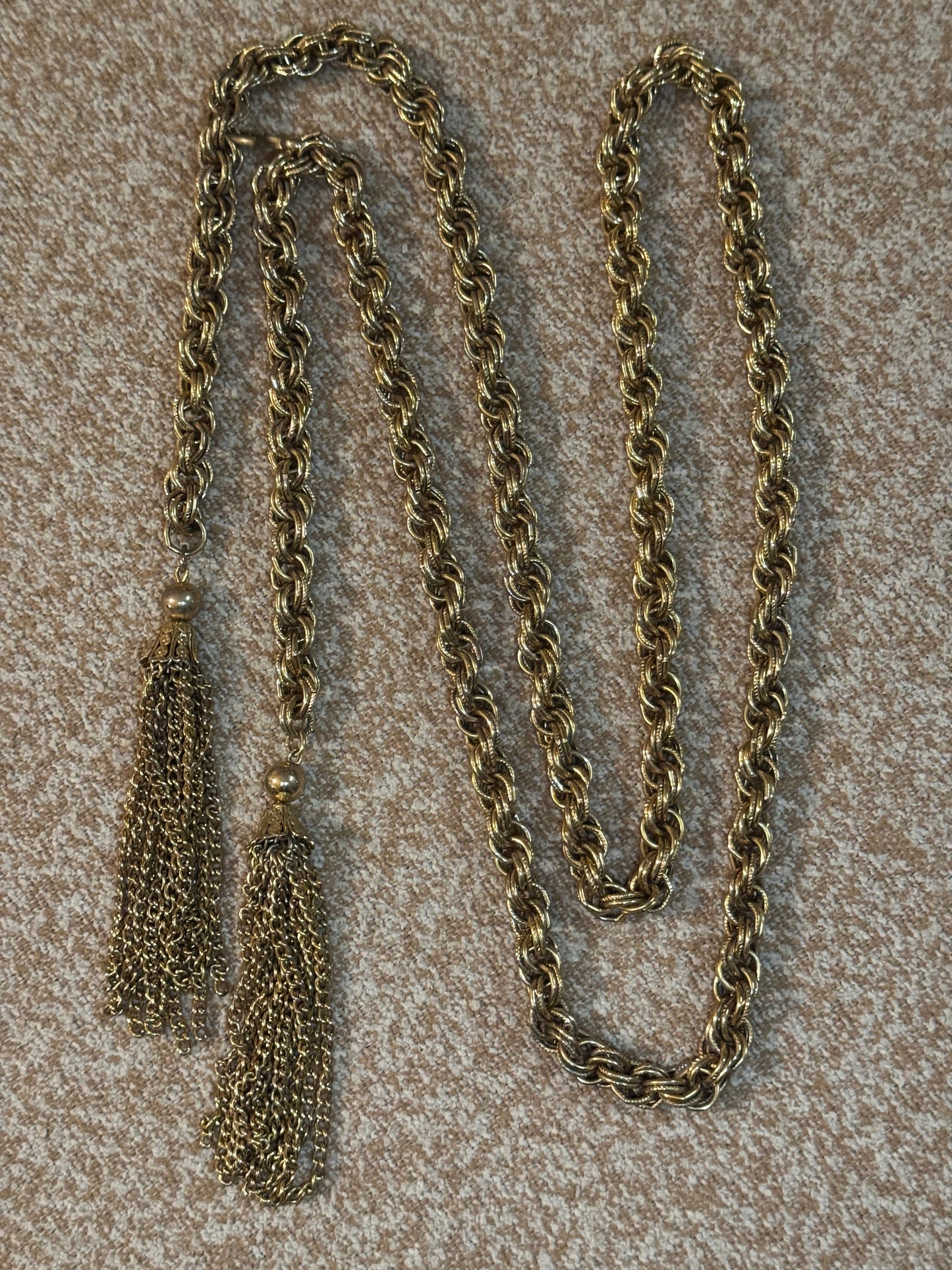 Vintage Gold-Tone Matinee Tassel Necklace - 1960s - 1970s