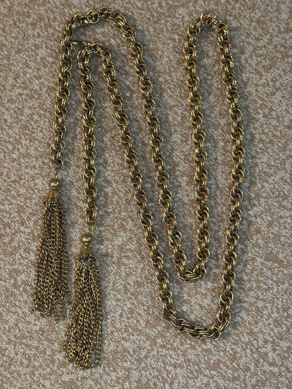 Vintage Gold-Tone Matinee Tassel Necklace - 1960s - 1970s