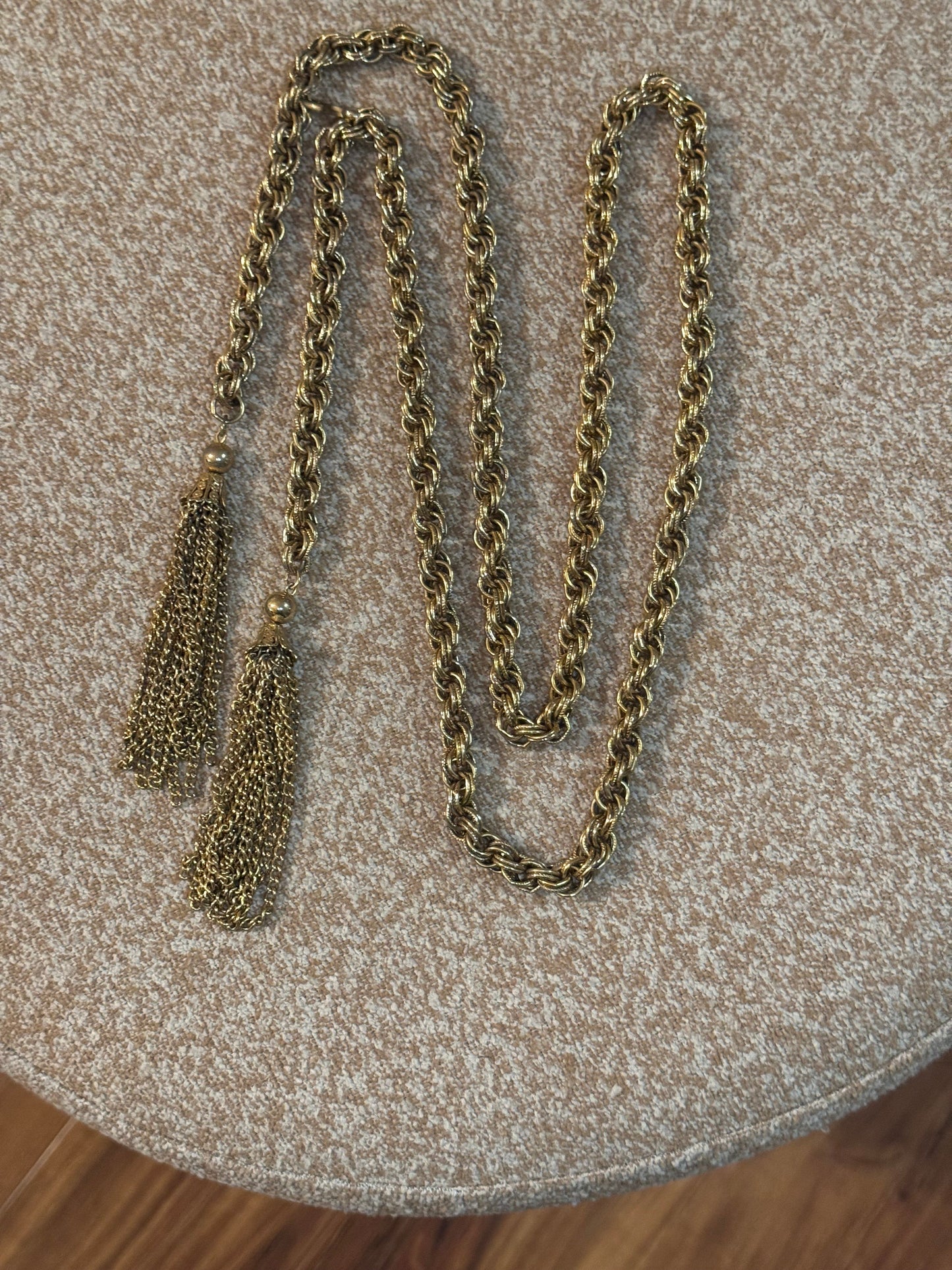 Vintage Gold-Tone Matinee Tassel Necklace - 1960s - 1970s