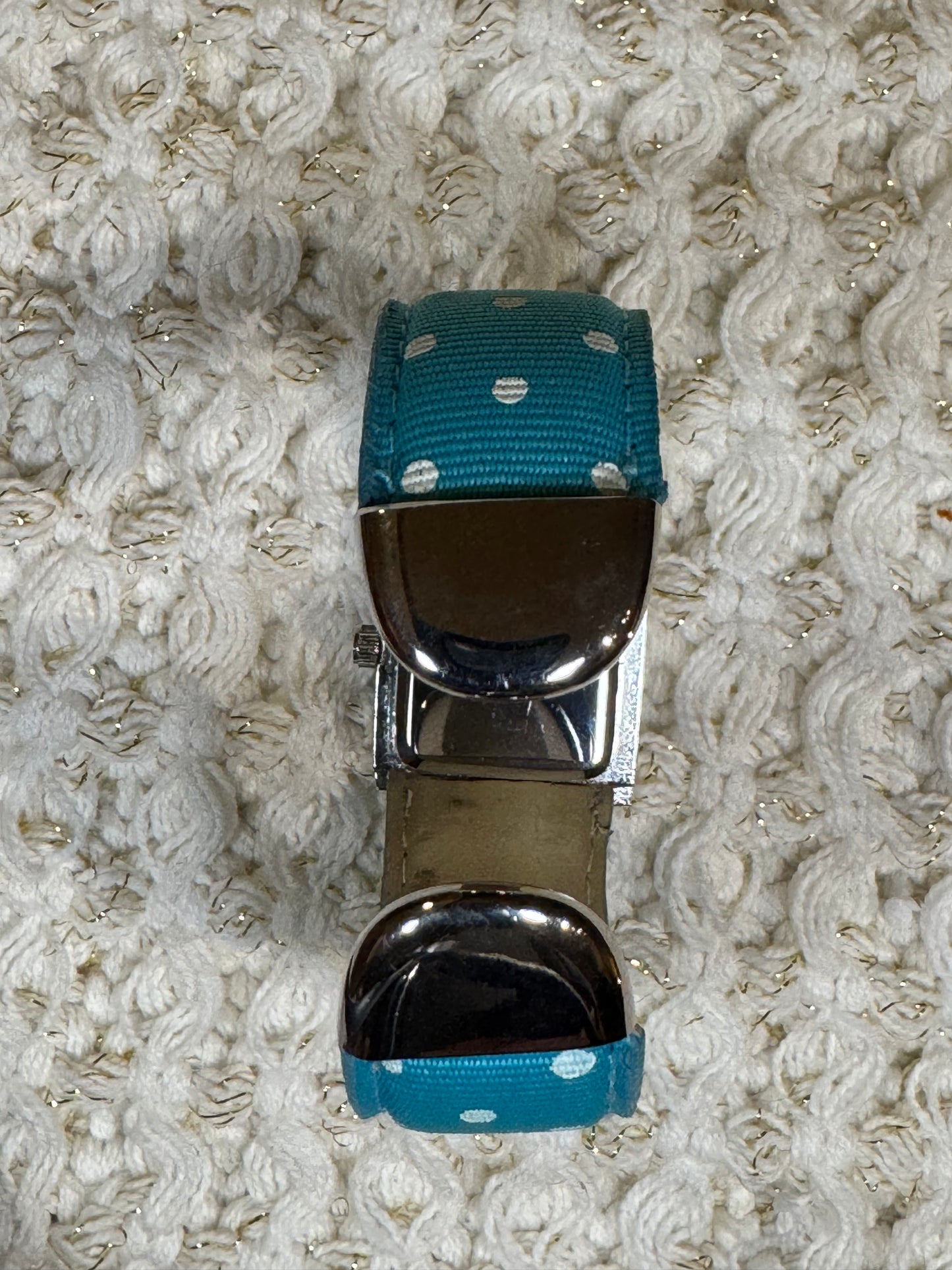 Cannes Turquoise Polka-Dot Cuff Watch – Playful Silver-Tone Fashion Timepiece