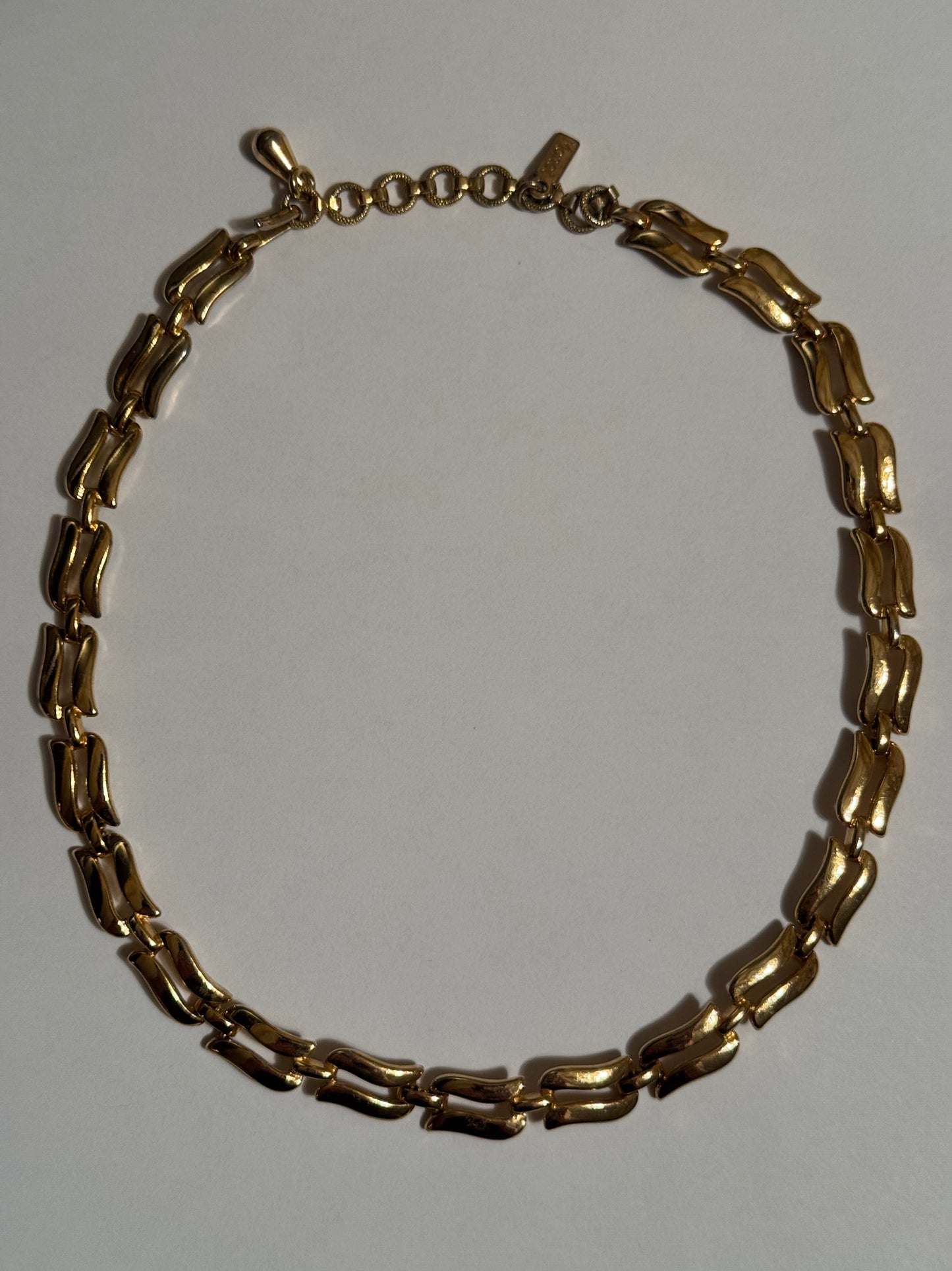 Vintage Signed Monet Gold-Tone Link Choker Necklace - 16"