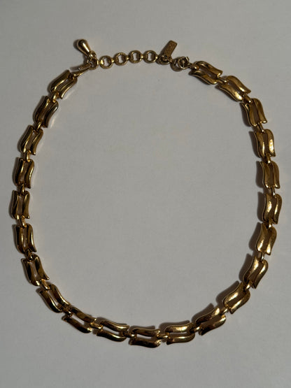 Vintage Signed Monet Gold-Tone Link Choker Necklace - 16"