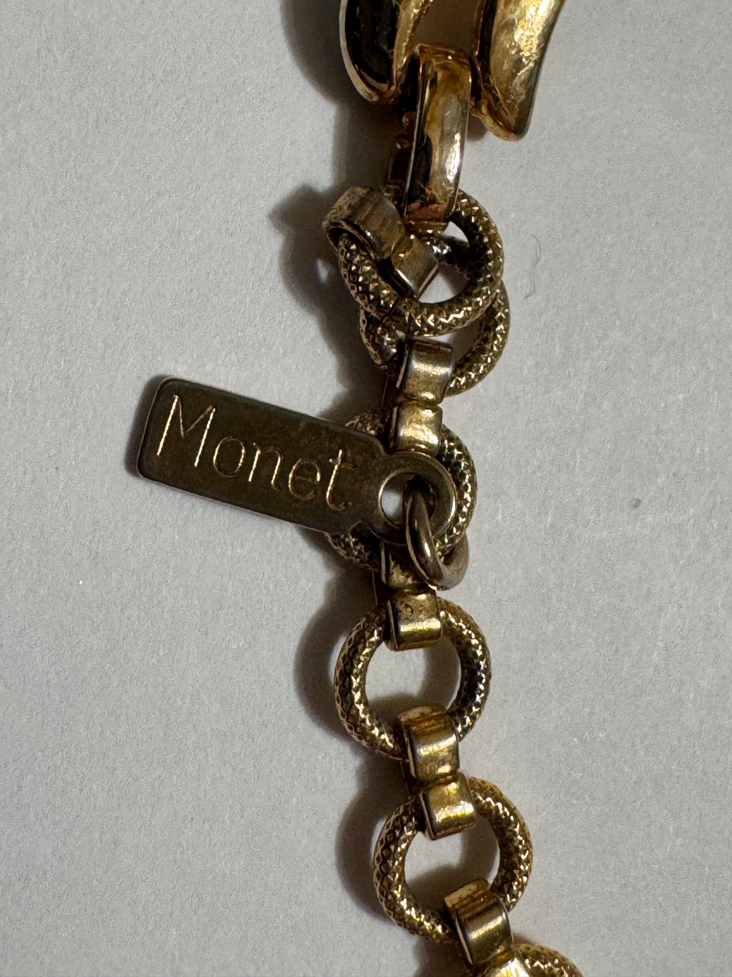 Vintage Signed Monet Gold-Tone Link Choker Necklace - 16"