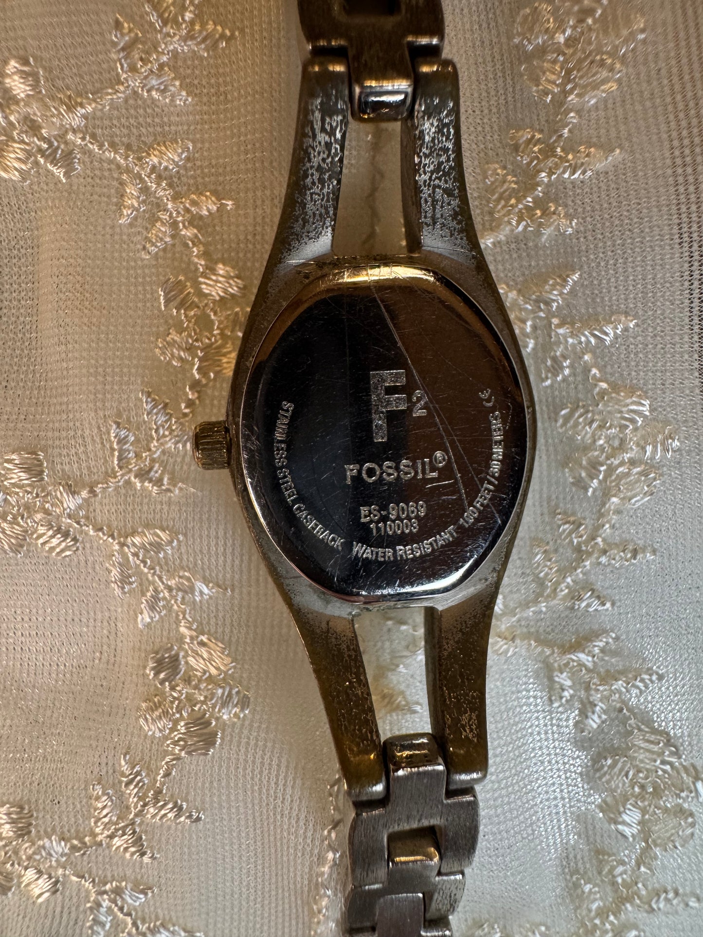 Fossil F2 Stainless Steel Square Watch – Ref. ES-9089