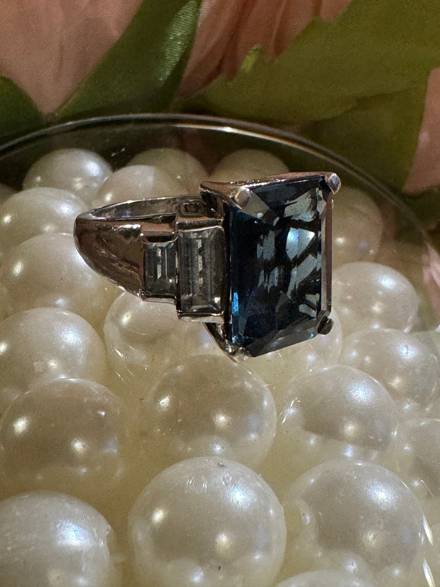 💎 Vintage Art Deco–Inspired London Blue Topaz Sterling Silver Ring 💎