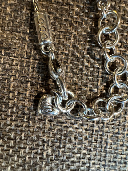Signed Brighton Floating Heart Badge Clip Necklace