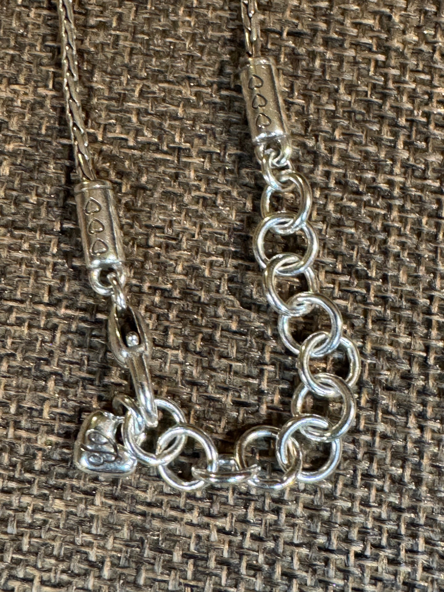 Signed Brighton Floating Heart Badge Clip Necklace