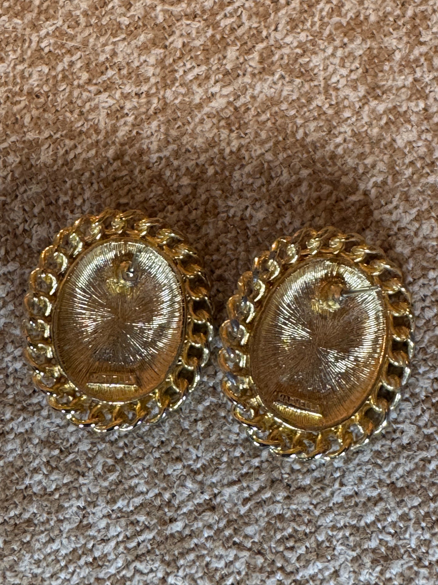 Vintage Signed Marvella Black Enamel & Faux Pearl Pierced Post Earrings