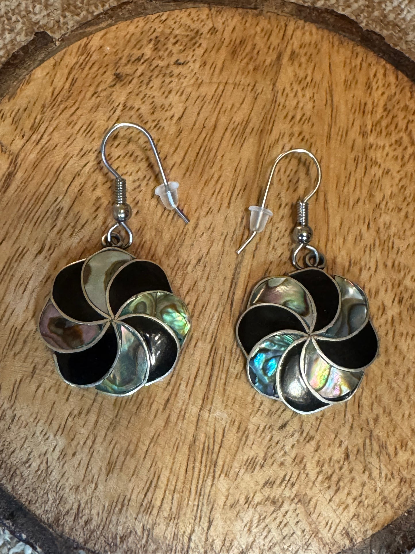 Vintage Alpaca Mexico pinwheel earrings