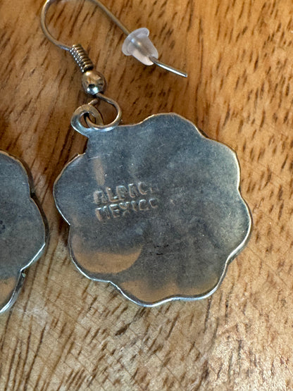 Vintage Alpaca Mexico pinwheel earrings