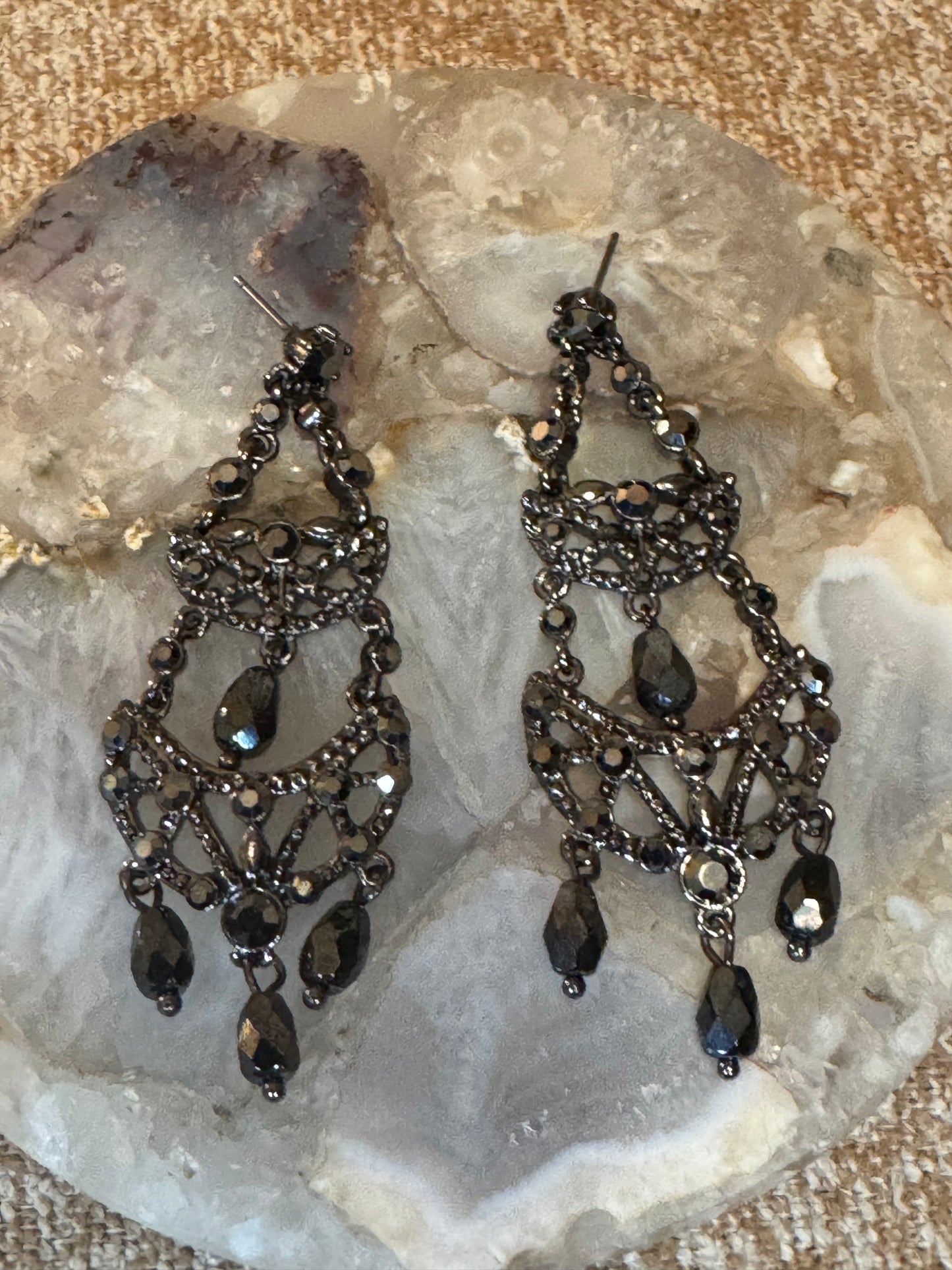 Vintage Signed Monet Chandelier Earrings