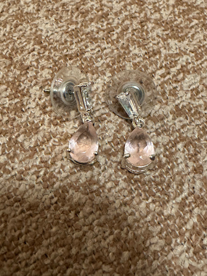 Vintage Signed Roman Pink Crystal Earrings
