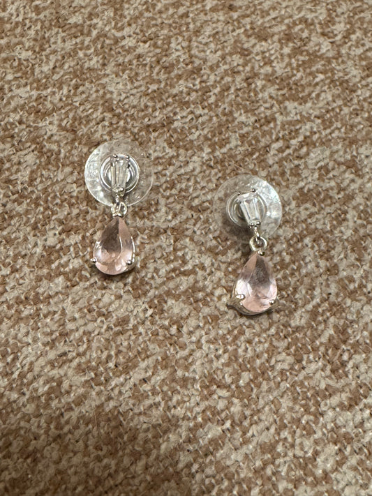 Vintage Signed Roman Pink Crystal Earrings