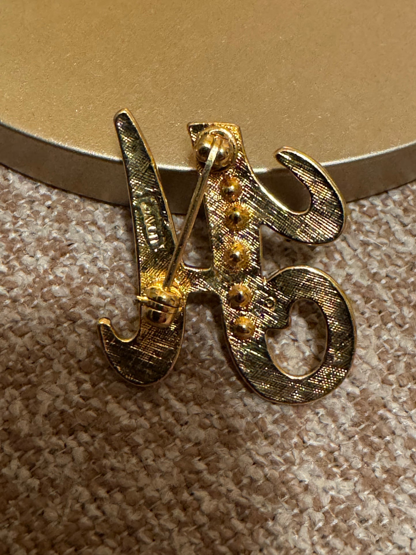 Vintage Signed Avon Rhinestone "H" Brooch