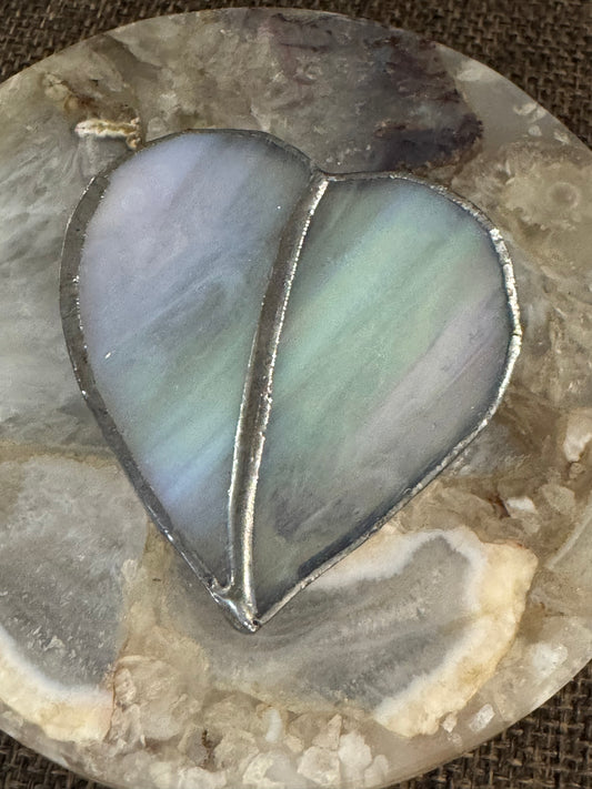 Mother-of-Pearl Heart Pendant in Silver-Tone Setting