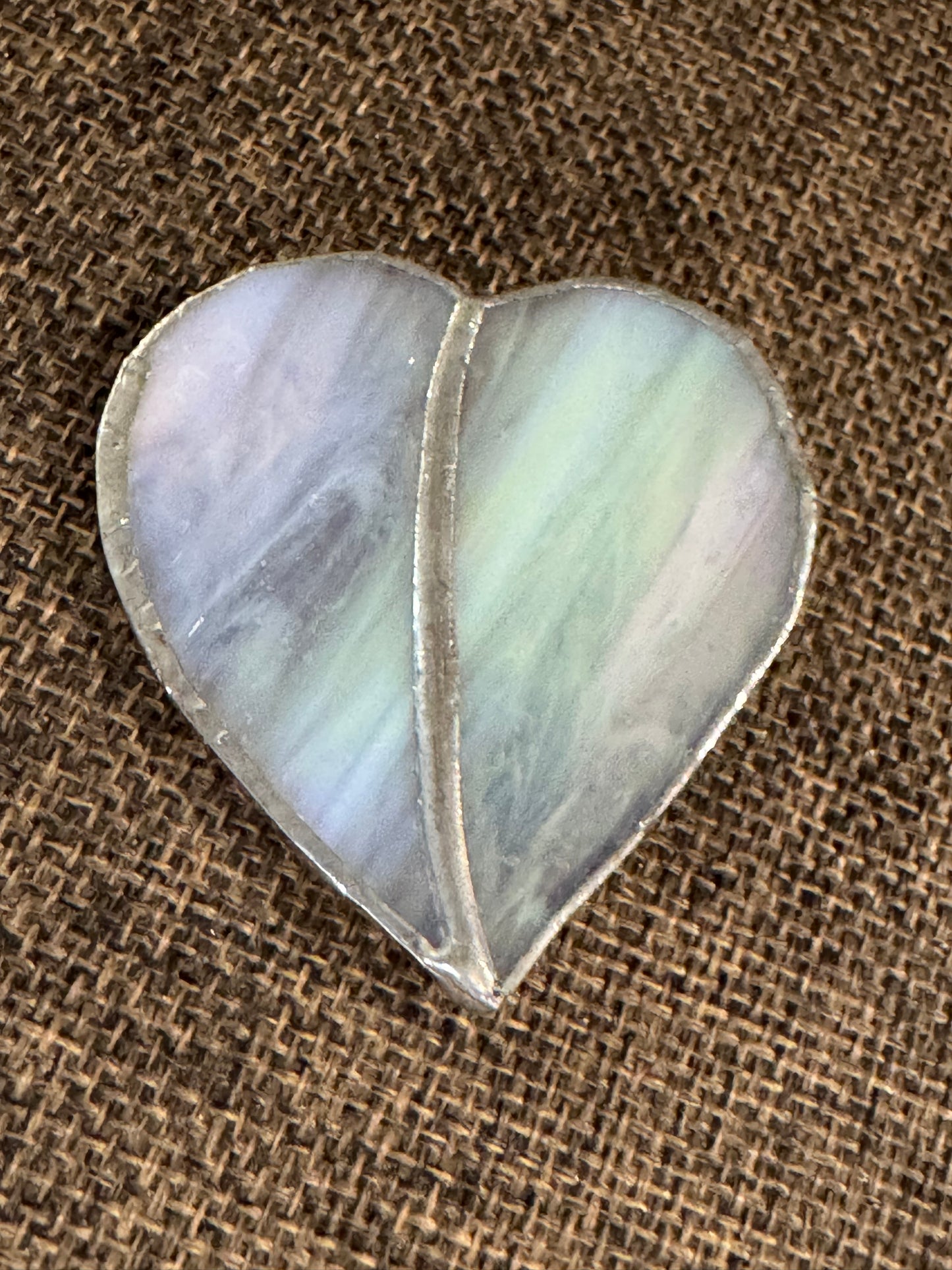 Mother-of-Pearl Heart Pendant in Silver-Tone Setting