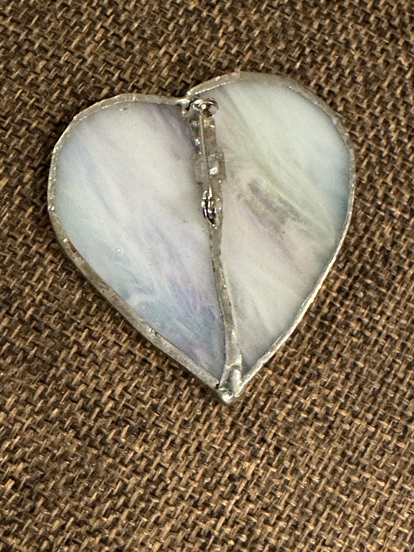 Mother-of-Pearl Heart Pendant in Silver-Tone Setting
