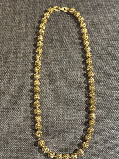 Vintage Signed Monet Gold-Tone Filigree Beaded Necklace – 24–25”