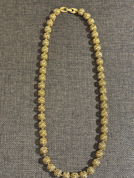 Vintage Signed Monet Gold-Tone Filigree Beaded Necklace – 24–25”
