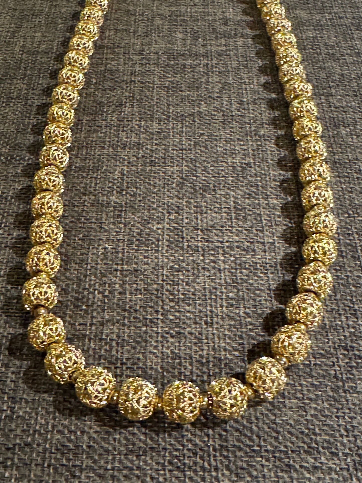 Vintage Signed Monet Gold-Tone Filigree Beaded Necklace – 24–25”