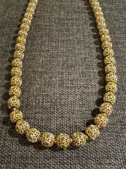 Vintage Signed Monet Gold-Tone Filigree Beaded Necklace – 24–25”