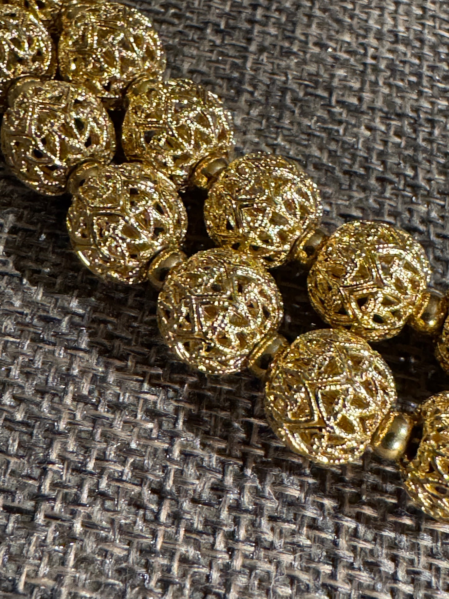 Vintage Signed Monet Gold-Tone Filigree Beaded Necklace – 24–25”