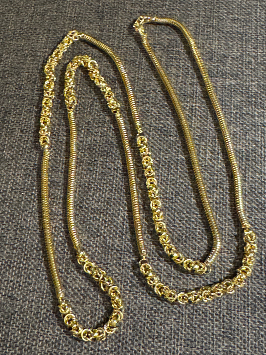 Vintage Gold-Tone Byzantine-Style Chain Necklace 42"