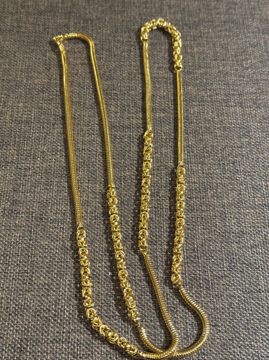 Vintage Gold-Tone Byzantine-Style Chain Necklace 42"