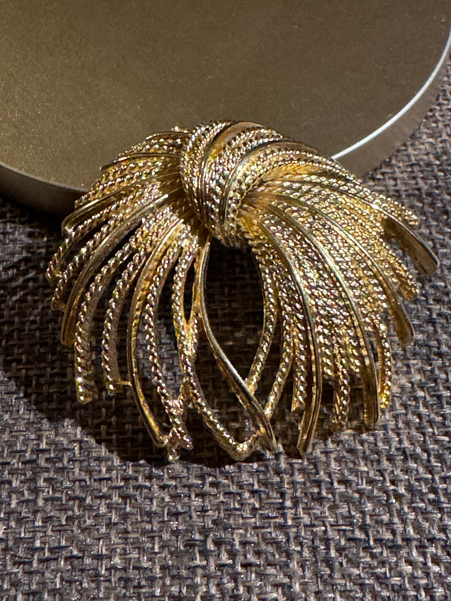 Vintage Monet “Mirador” Fireworks Brooch | 1967 Modernist Gold-Tone Pin