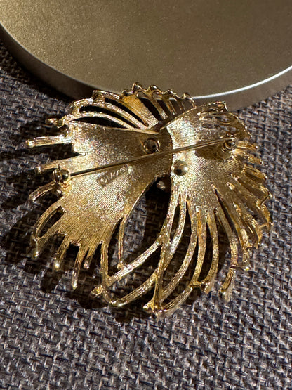 Vintage Monet “Mirador” Fireworks Brooch | 1967 Modernist Gold-Tone Pin