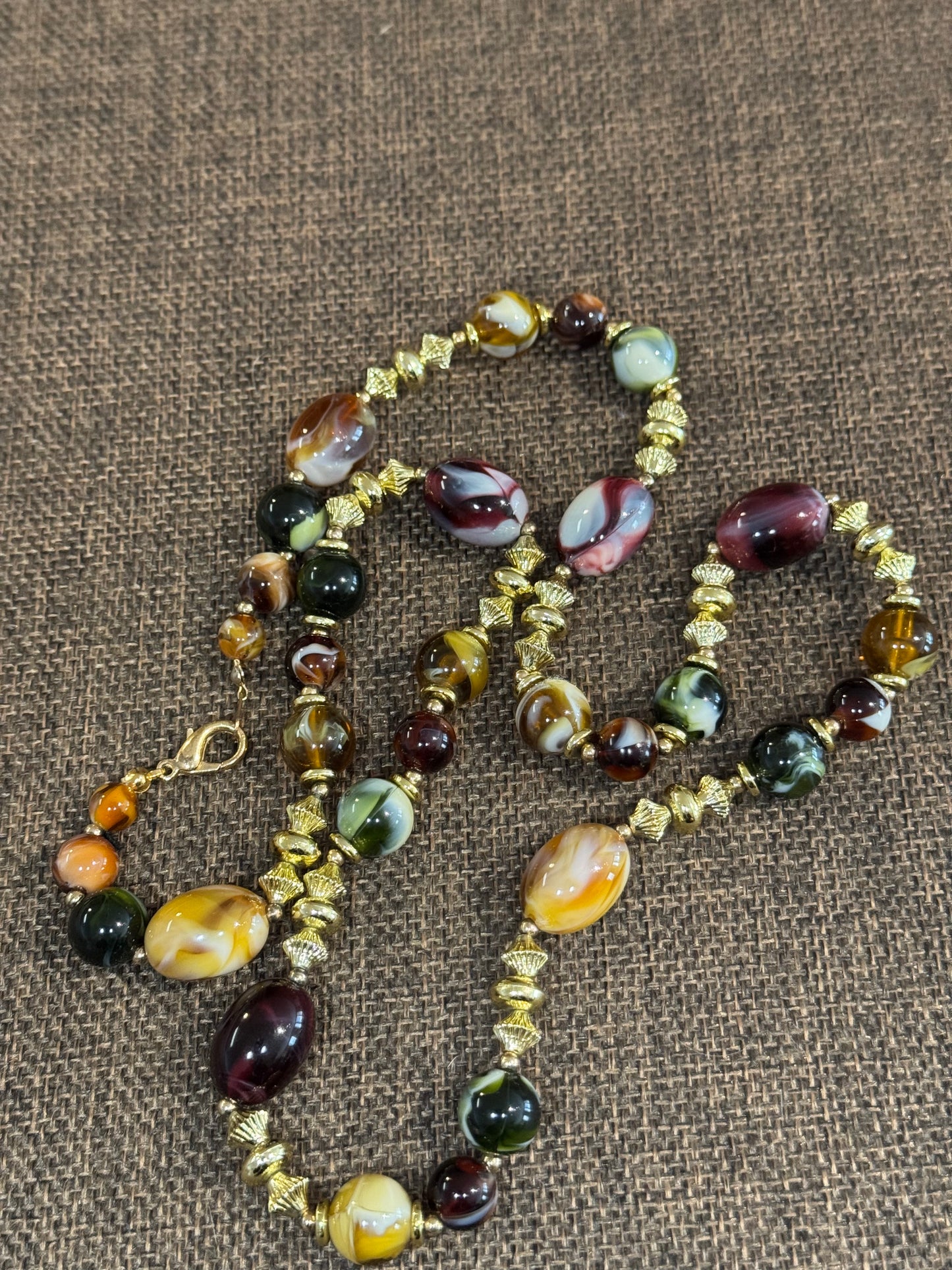 Vintage-Inspired Boho Statement Necklace | Jewel-Toned Acrylic Beads - 28"
