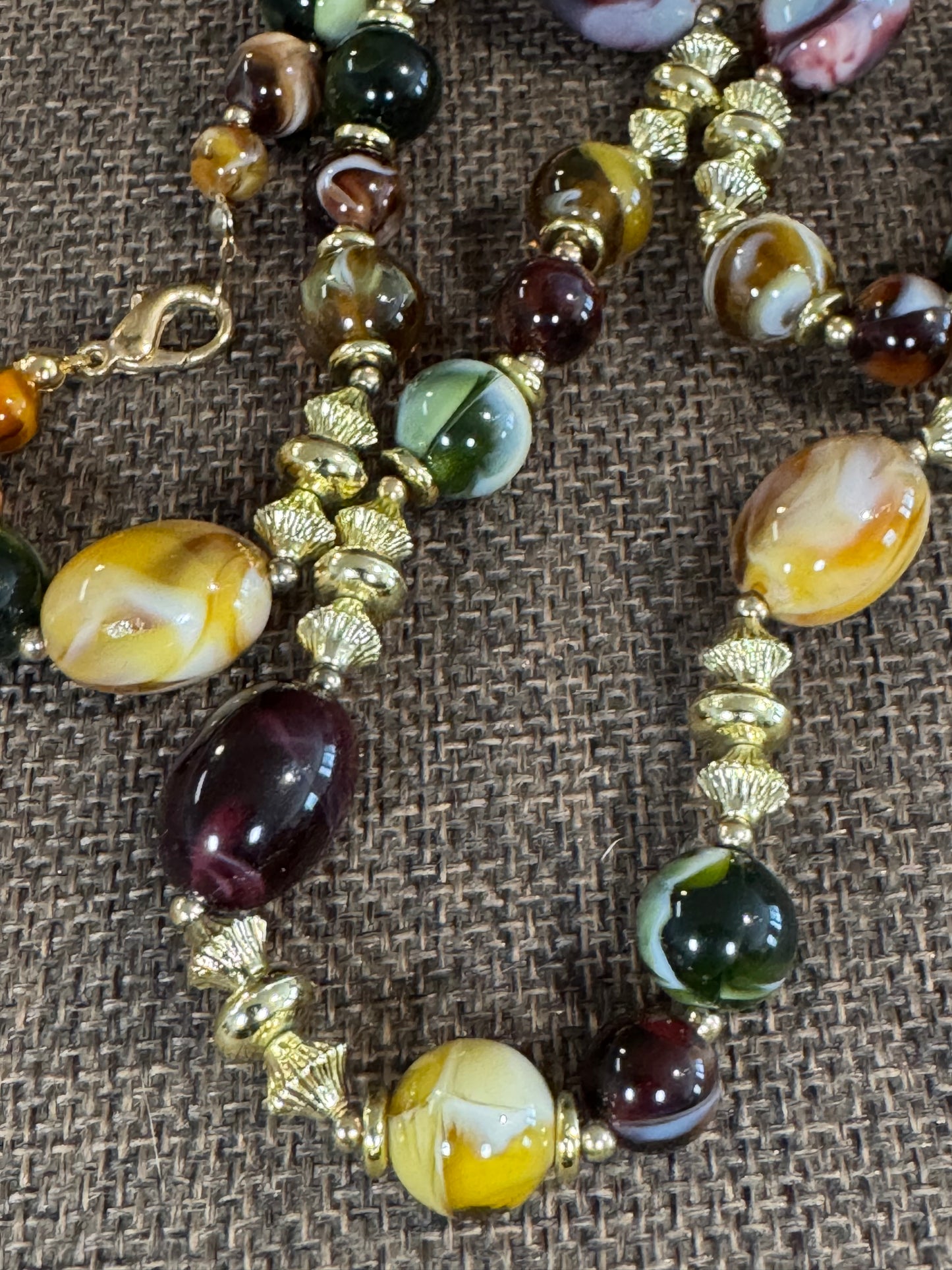 Vintage-Inspired Boho Statement Necklace | Jewel-Toned Acrylic Beads - 28"
