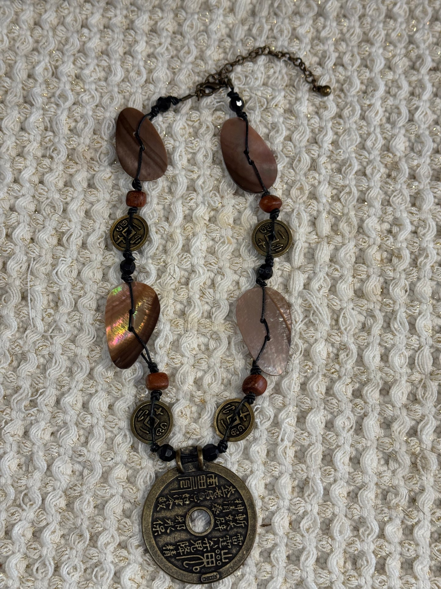 Chico’s Asian-Inspired “Mountain Ghost” Pendant Necklace | Natural Materials