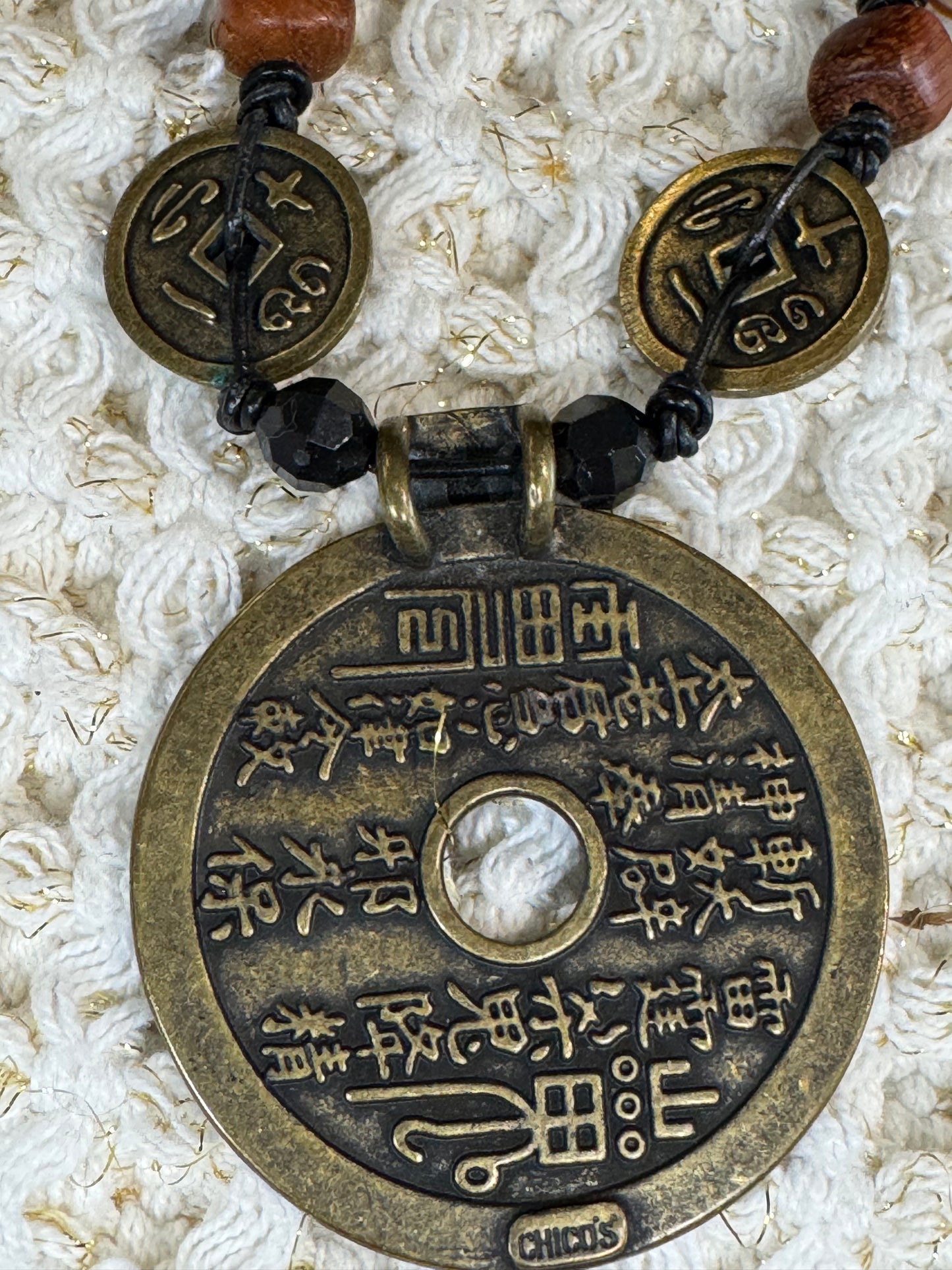 Chico’s Asian-Inspired “Mountain Ghost” Pendant Necklace | Natural Materials