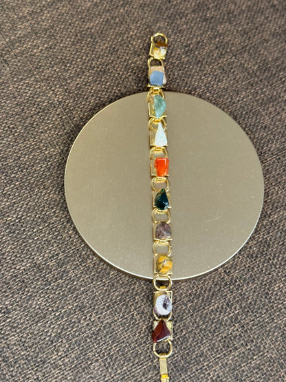 Vintage Multi-Gemstone Link Bracelet | 1950s–1970s