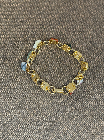 Vintage Multi-Gemstone Link Bracelet | 1950s–1970s