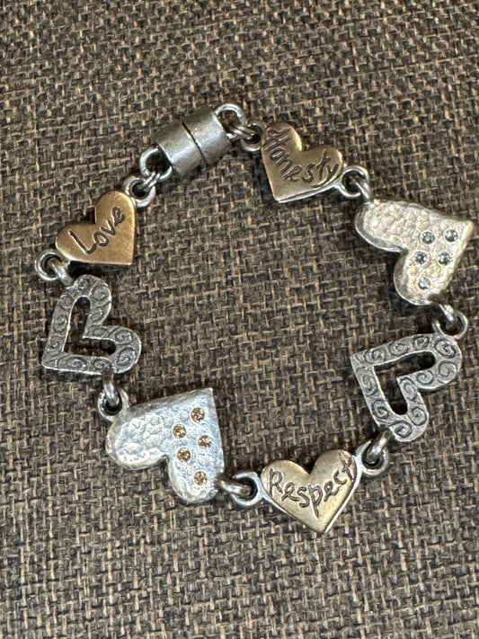 Multi-Heart Charm Bracelet | Silver-Tone with Engraved Charms