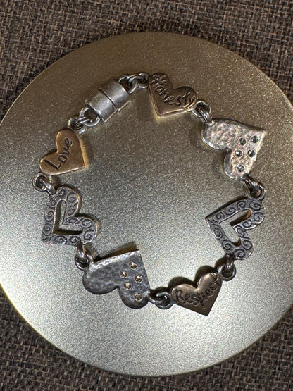 Multi-Heart Charm Bracelet | Silver-Tone with Engraved Charms