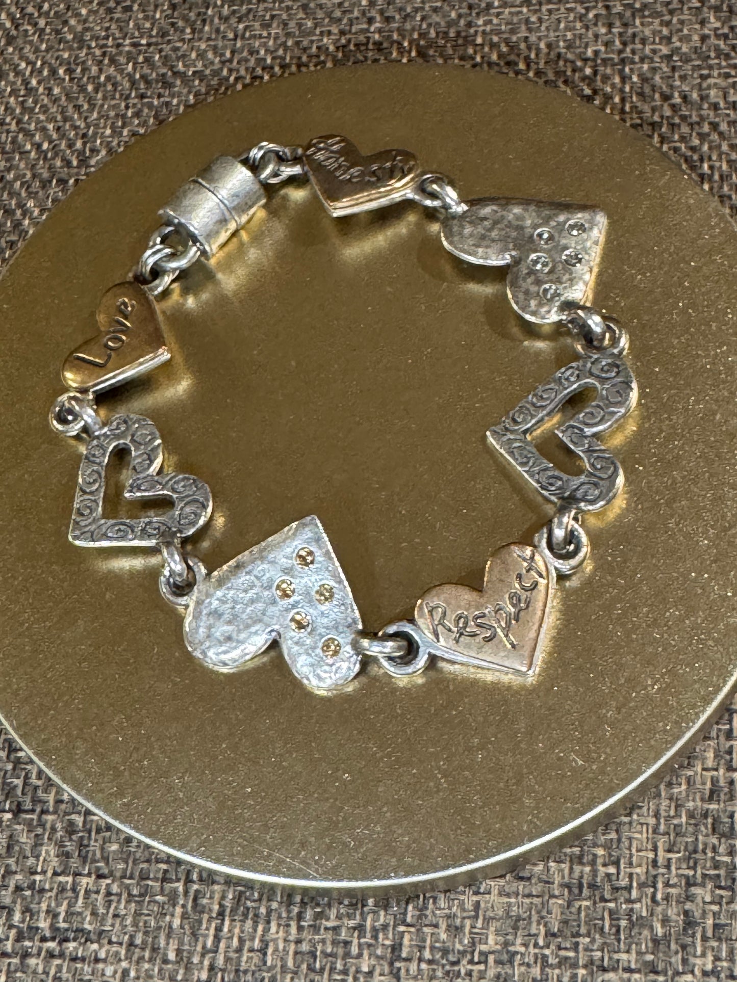 Multi-Heart Charm Bracelet | Silver-Tone with Engraved Charms
