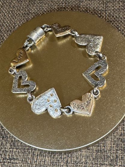 Multi-Heart Charm Bracelet | Silver-Tone with Engraved Charms