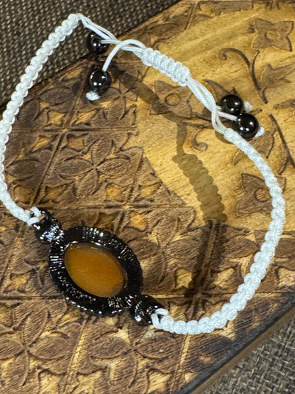 Amedeo Heart Cameo Macramé Bracelet | Hand-Carved Sardonyx & Pink Crystal Accents