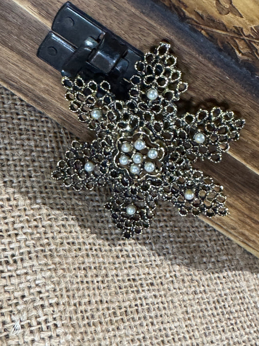 Vintage Faux Pearl Starburst Brooch