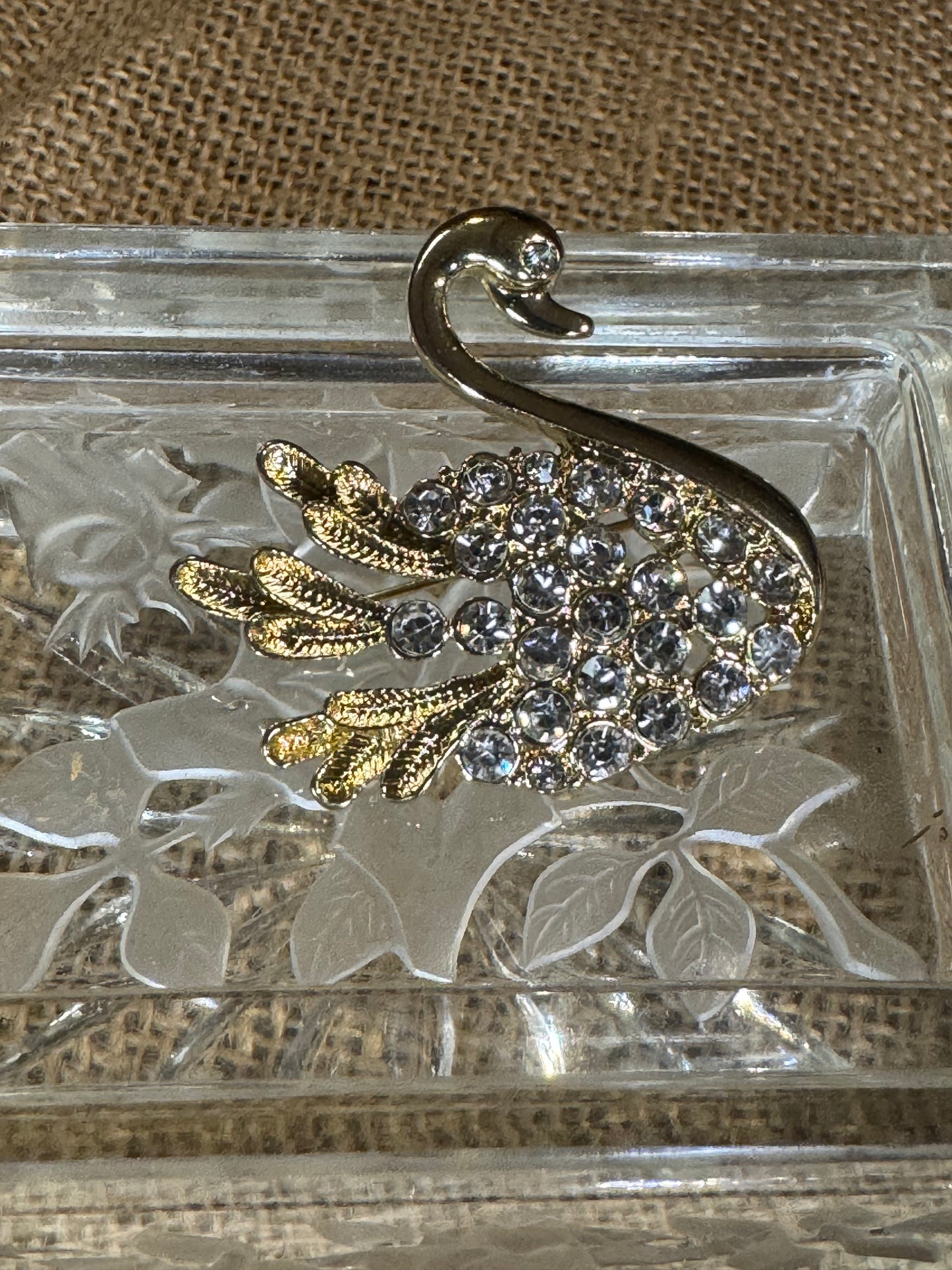 Vintage Rhinestone Swan Brooch