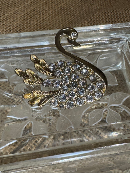 Vintage Rhinestone Swan Brooch