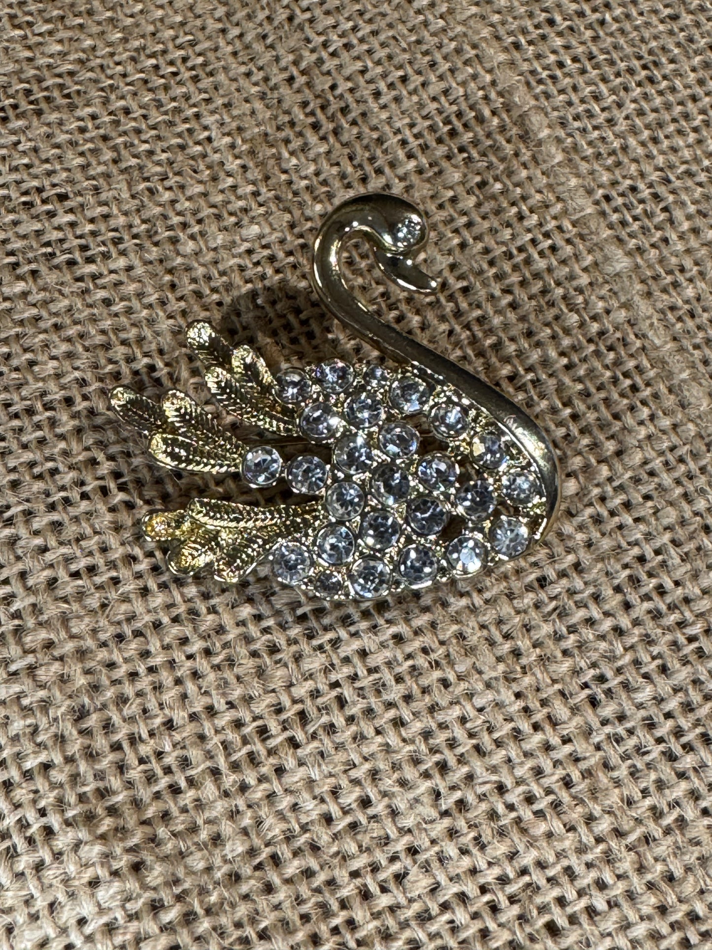 Vintage Rhinestone Swan Brooch