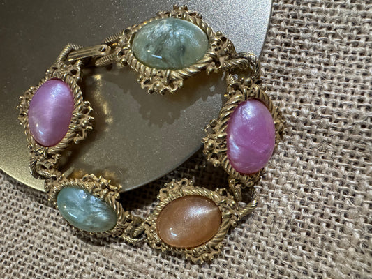 Vintage Mid-Century Colorful Cabochon Bracelet