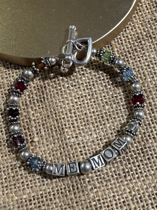 Personalized “ME * MOM” Birthstone Name Bracelet