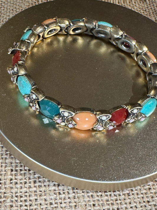 Vintage-Style Multi-Stone Link Bracelet