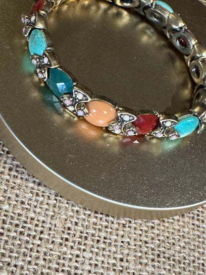 Vintage-Style Multi-Stone Link Bracelet